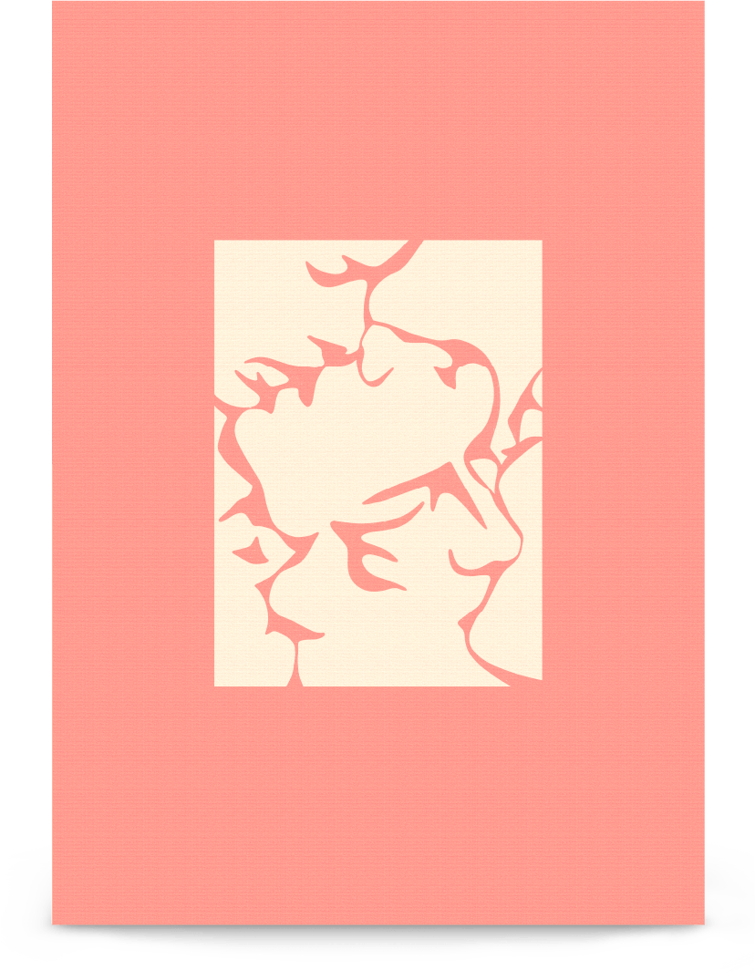 'Three Kisses - Pink' 21×30 cm Fine Art Print with No Frame - Spilt Art by Melbourne Artist Eryn Levey